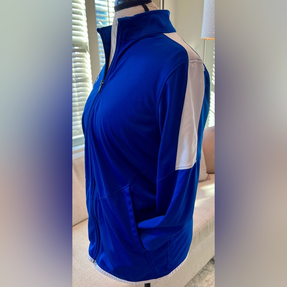 Under Armour RIVAL Relaxed Fit Royal Blue and White Zip Up Jacket Small - Picture 3 of 13